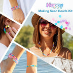 XSEINO About 1200PCS 6mm Glass Beads Bracelet Making Kit, 24 Colorful Nature - Image 6
