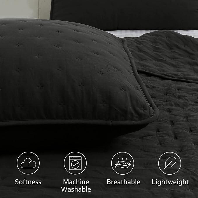 ROARINGWILD Black King Size Quilt Bedding Sets - Image 3