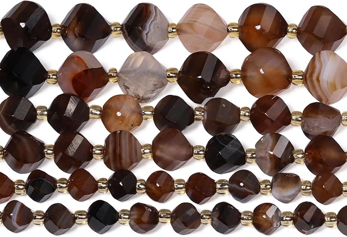 42pcs Natural Brown Striped Agate Stone Beads - Image 7