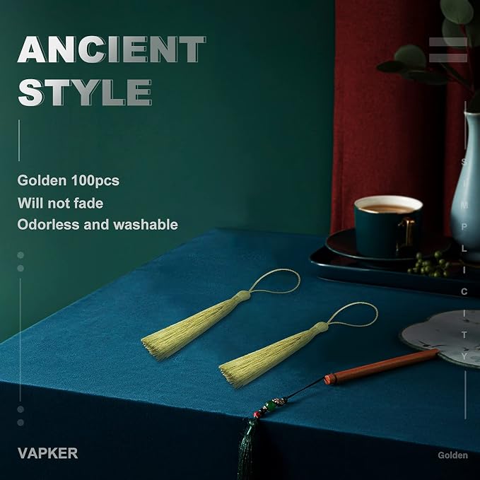 VAPKER Metallic Gold 100Pcs 13cm/5 Inch Bookmark Tassels - Image 6