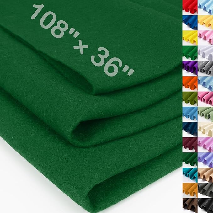 XSEINO Moss Green Large Felt Fabric 108" X 36 ", 1.4 mm Thick Soft Felt Fabric by XSEINOiscreating%EF%BC%81