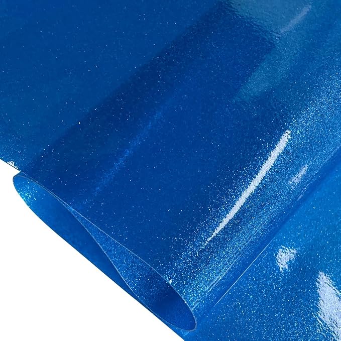 ONEART | Blue Transparent Glitter Vinyl Roll, 0.7 mm Solid Clear PVC Jelly - Image 3