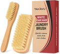 Boar Bristle Laundry Stain Brush Set by TAKAVU, Stiff Pure Boar Bristle for Scrubbing Out Tough Stains on Delicate Fabrics Knits Cotton Leather Washable Fabrics