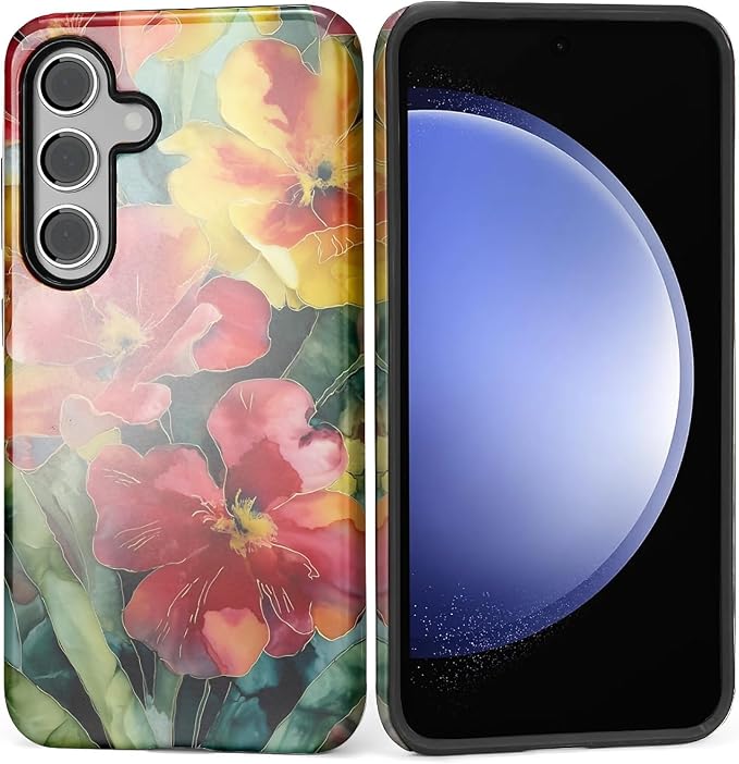 Case for Samsung Galaxy S25 Case, Vintage Floral Girly Design Hybrid Dual by Kapadiy