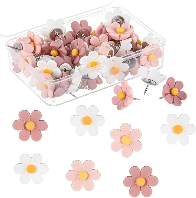 30PCS Cute Push Pins, Bulletin Board Pins, Bulletin Board Decorations, Flower by starfa+lab