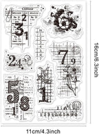 GLOBLELAND Vintage Numbers Background Clear Stamps Retro Daisy Transparent - Image 6