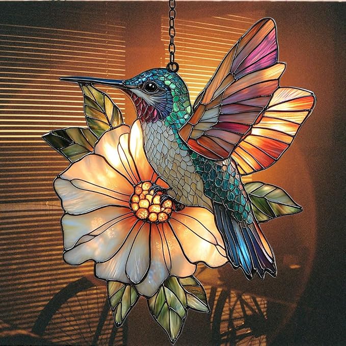 Hummingbird Mosaic Style Acrylic Suncatcher Stained Glass Effect Window Car - Image 7