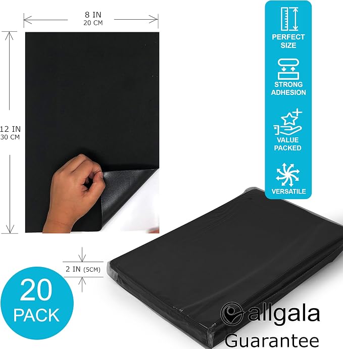 Allgala 20 Pack Self-Adhesive EVA Foam Paper 8x12 Inch Sheets-Black-CF85410 - Image 2