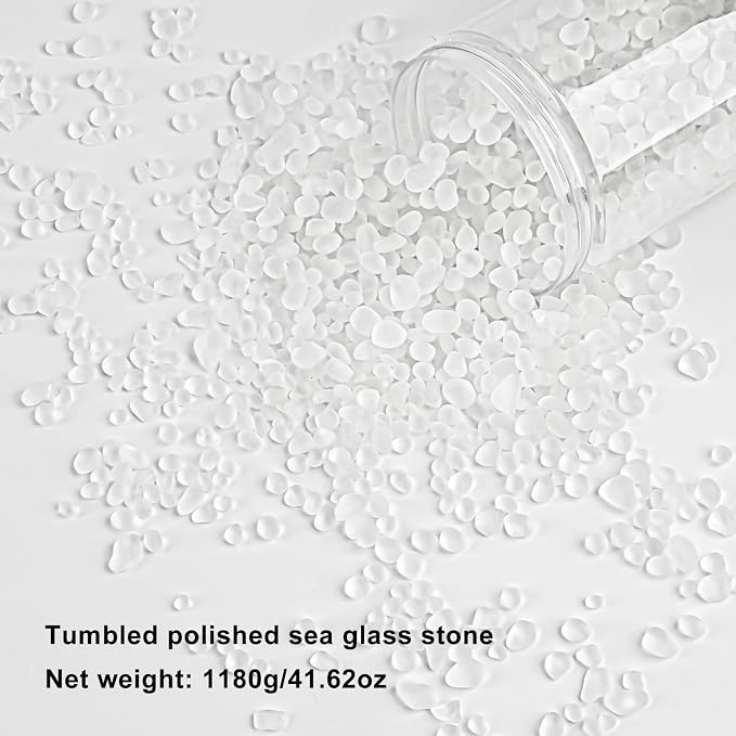 QEQEKAKA Sea Glass Stones for Crafts About 2.75LB White Glass Pebbles Gemstones - Image 4