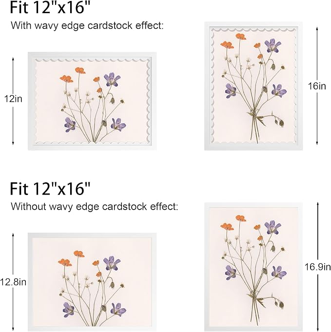 12x16 Picture Frame with Wavy Mat, Wooden Real Glass 12 x 16 Photo Frame - Image 4
