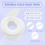 Lakesstory Double Fold Bias Tape White Quilt Binding Tape 7/8 Inch 3 Yards - Image 2