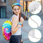 Abbylike 60pcs Tie Dye Party Cotton Drawstring Backpacks Scrunchies Bow Hair - Image 2