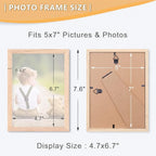 ATOBART 5x7 Picture Frame, OAK Wood Photo Frame - Image 2