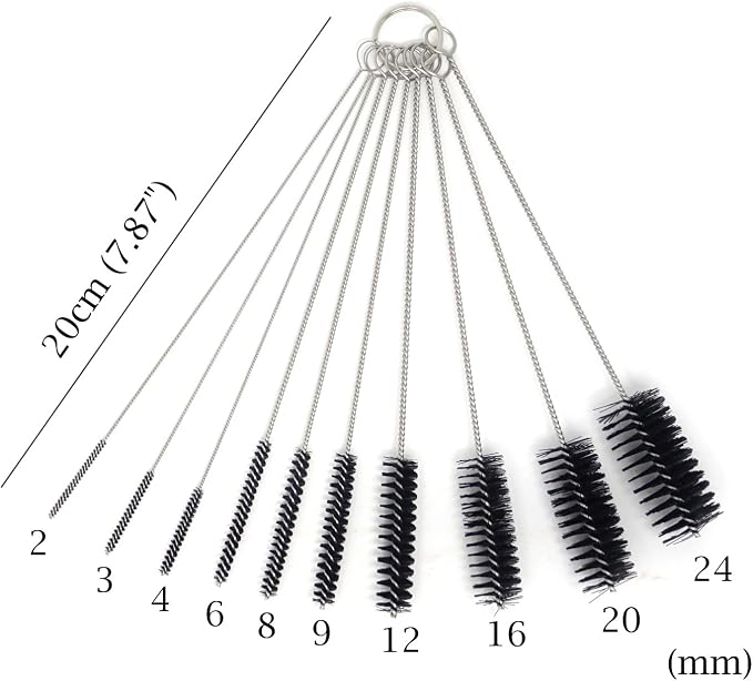Honbay 10PCS 7.87Inch Nylon Tube Brush Set Cleaning Brush Set - Image 2