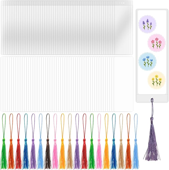 DSYIL Blank Bookmarks Making Kit, 50 Colorful Tassels, 5.5 x 2 inches by DSYIL