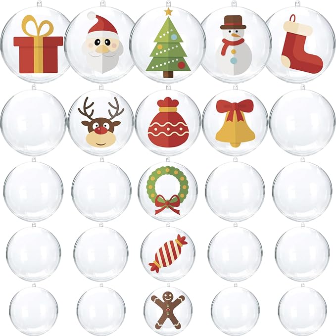 Christmas Ornaments Balls 25pcs Clear Plastic Fillable Ornaments by Jishi