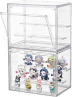 Clear Acrylic Display Case, 2 Pack 3 Tier Adjustable Display Box Stand by SANKEUHomeStorage