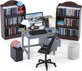 1:12 Scale Mini Desk Set with 100 Mini Books & 2 Bookshelves — Miniature by Unknown