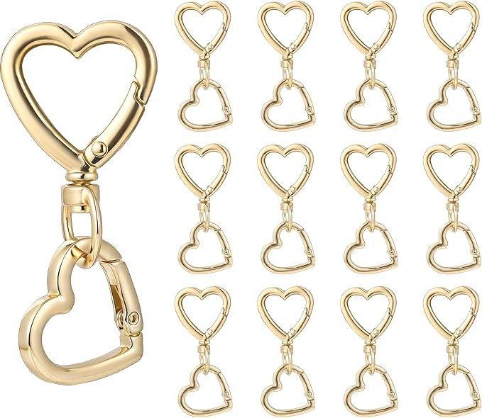 24 Pcs Heart Swivel Spring Clasps，Metal Spring Key Chain Hook Clasps，Clip - Image 5