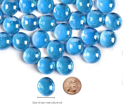0.5 lb Light Blue Glass Beads for Vases, Glass Pebbles, Flat Marbles Stones for - Image 2