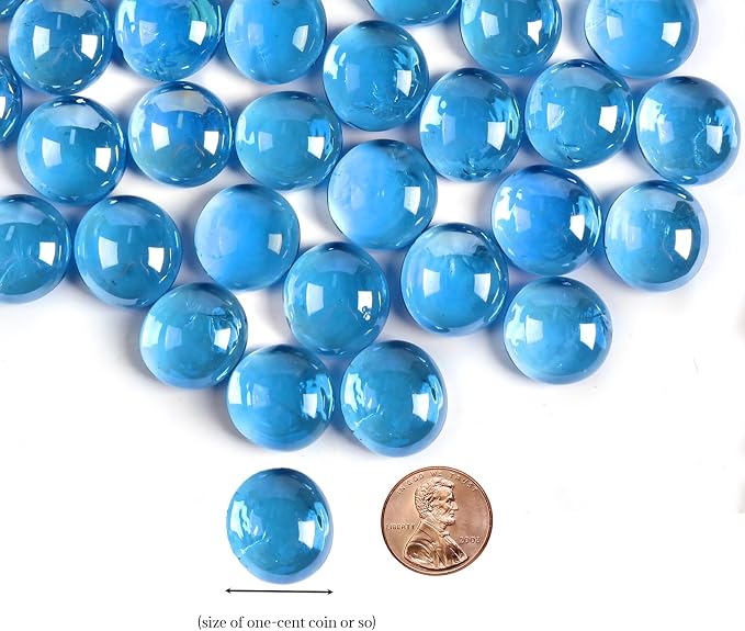 1 lb Light Blue Glass Beads for Vases, Flat Marbles Stones for Vase, - Image 2