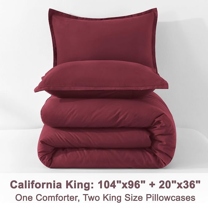 Litanika Burgundy Red Comforter Set California King Size, 3 Pieces Cal King - Image 9