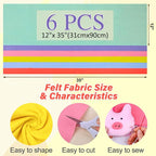 XSEINO 6 Rolls 12"x35" Large Felt Sheets, 1.4mm Thick Nonwoven Fabric - Image 2