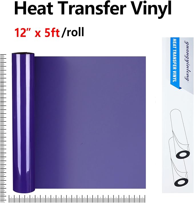 guangyintong Purple Heat Transfer Vinyl HTV Rolls, Glossy Surface HTV Vinyl - Image 2