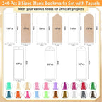 240 Pcs Kraft Paper Blank Bookmarks, 3 Sizes 2 Colors Bookmark Making Kit - Image 2