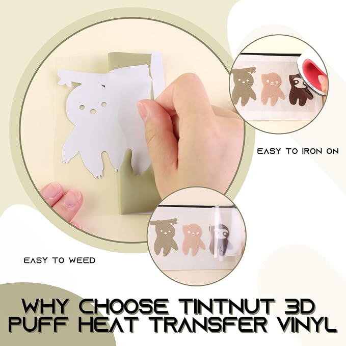 Tintnut Clay Creek Puff Heat Transfer Vinyl Roll, easy cut & weed, stretch - Image 3