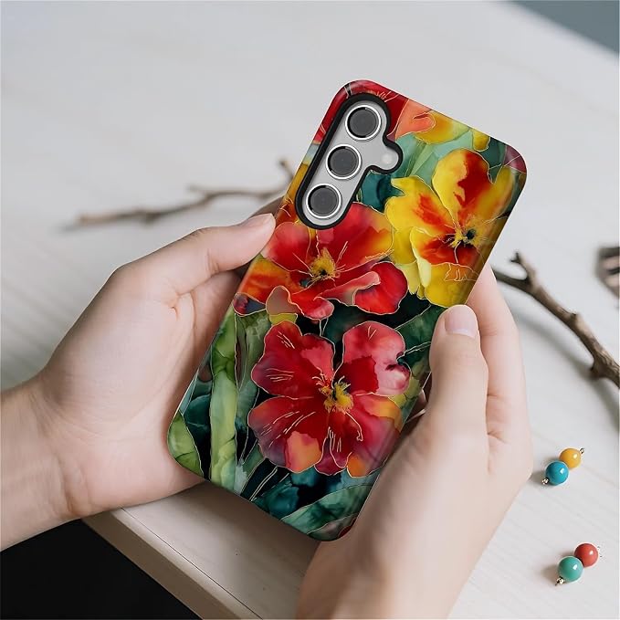 Case for Samsung Galaxy S25 FE, Vintage Floral Girly Design Hybrid Dual - Image 5