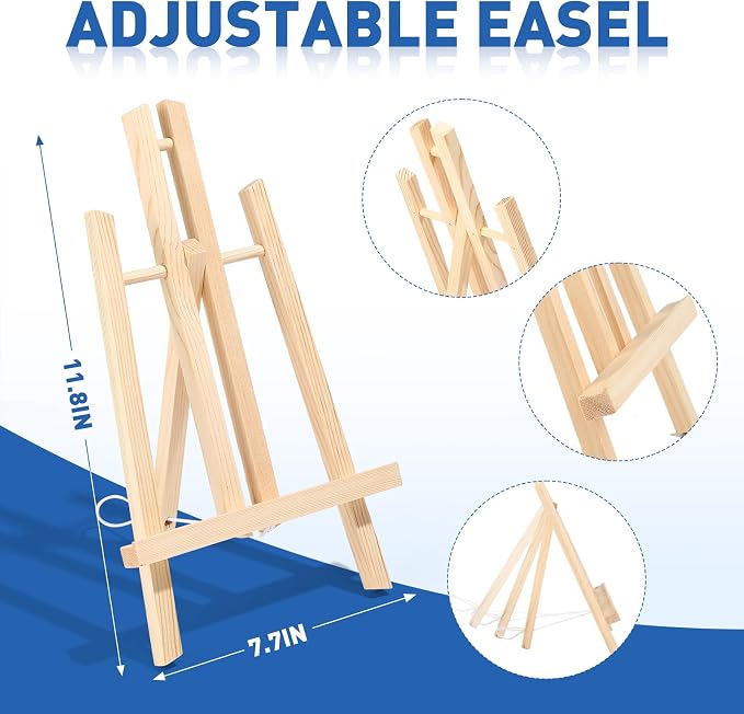 ESRICH 234 Pack Canvas with Easel Set 8 x 10 in Canvas Boards with 11.8 in - Image 4