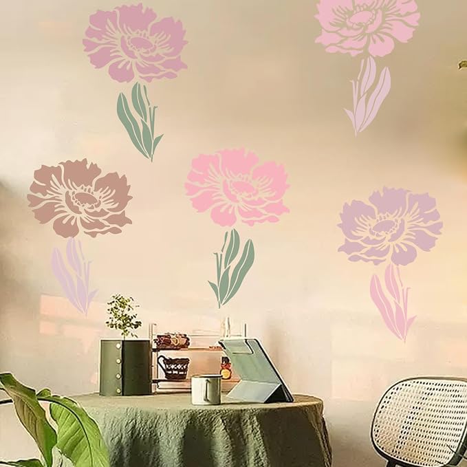8 Pcs Large Flower Stencils for Painting, 11.81 X 11.81 Inch Flower Stencils - Image 5