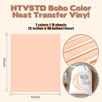 HTVSTD Pale Pink Boho HTV Heat Transfer Vinyl 8pcs 12×10in Iron on Vinyl | - Image 2