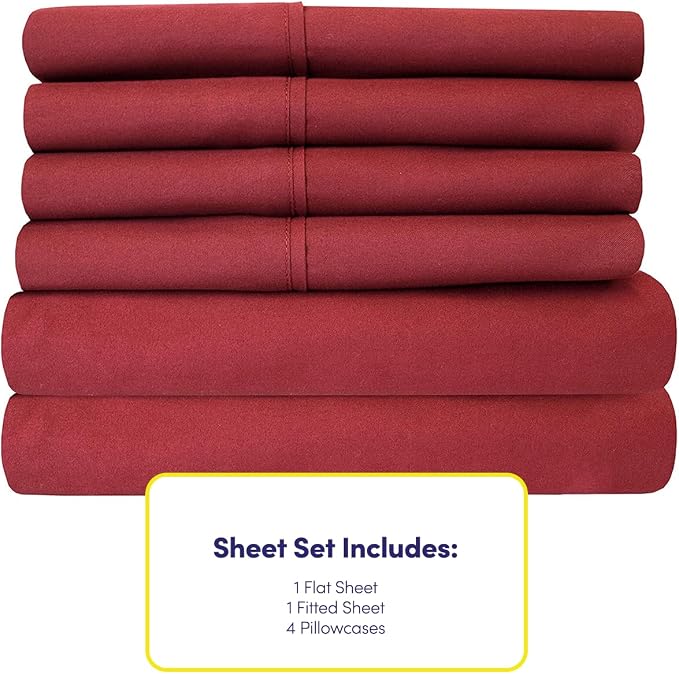 Queen Sheets Burgundy - Image 4
