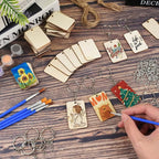 50Pcs Blank Rectangle Wooden Keychain Set, Unfinished Wood Slices - Image 3