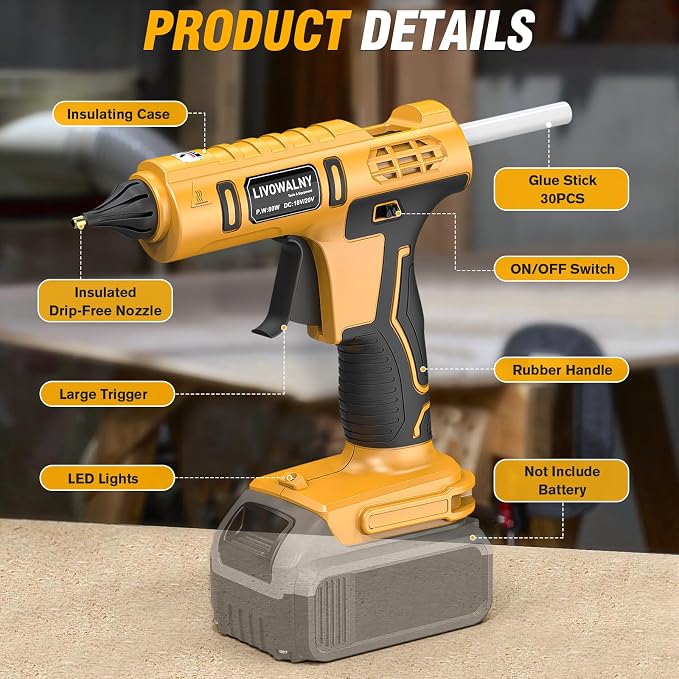 LIVOWALNY Cordless Hot Glue Gun Compatible - Image 2