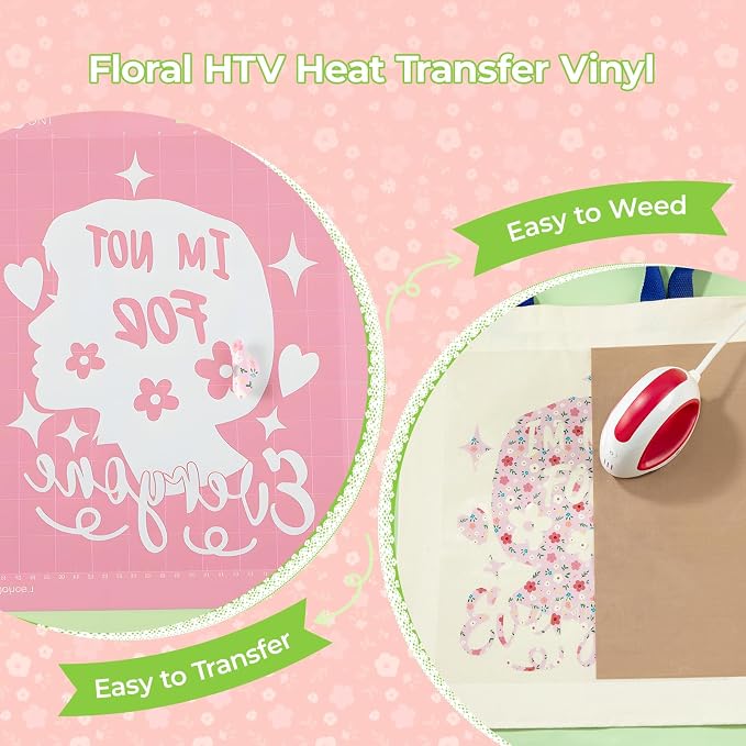 HTVRONT Floral HTV Heat Transfer Vinyl, 11 Packs Iron on Vinyl - Image 3