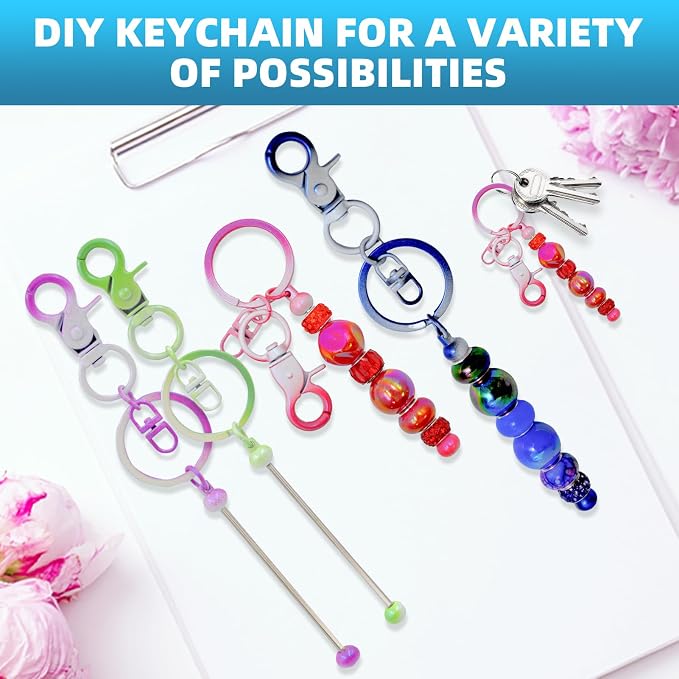 DNLEGULI 60 Pcs Beadable Keychains Bulk Kit – DIY Keychain Making Supplies - Image 5