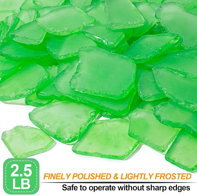 Keedolla Tumbled Sea Glass for Crafts - 40 OZ Green Frosted Seaglass Pieces for - Image 2