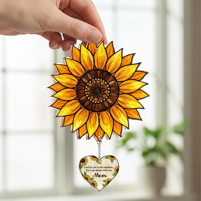 Sunflower Mom Memorial Acrylic Suncatcher Ornament, Loss of Mom Memorial Gifts - Image 8