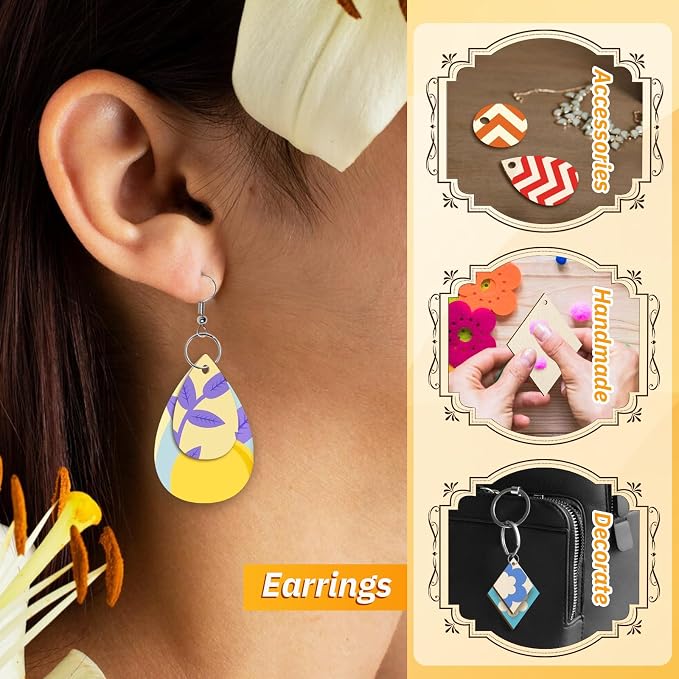 HAPY SHOP 300 Pieces Unfinished Wooden Earrings - Image 5