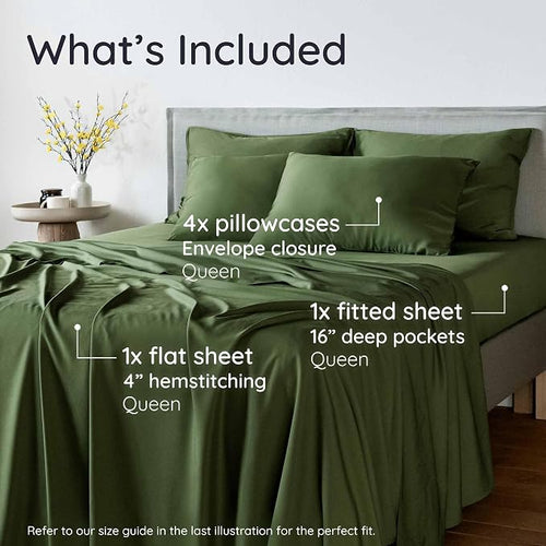 Bambaw 100% Viscose Derived from Bamboo Queen Sheet Set 6 Piece, Queen Size - Image 2