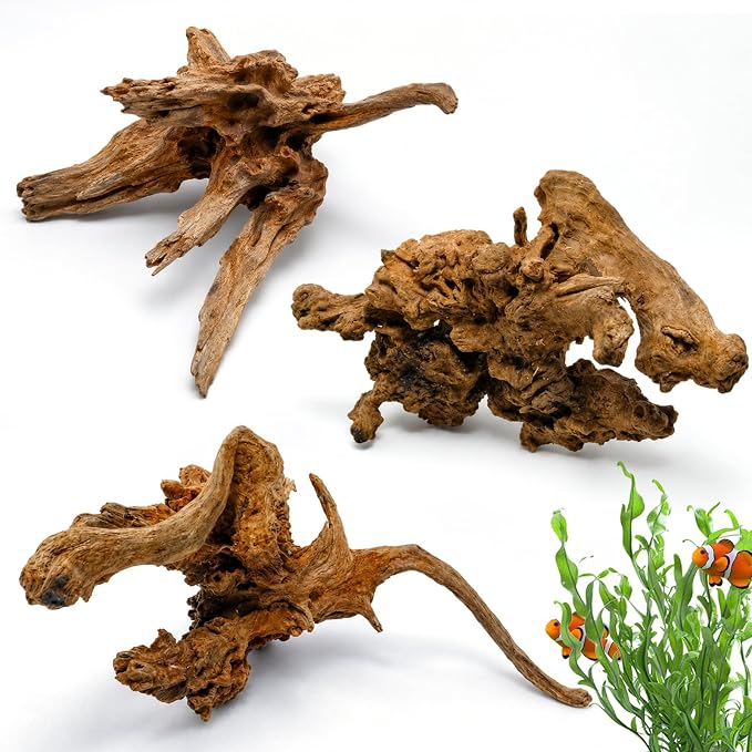 3PCS 8" Natural Driftwood for Aquarium & Reptile Tank, 7–8 Inches Unique Wood by NortureFlora