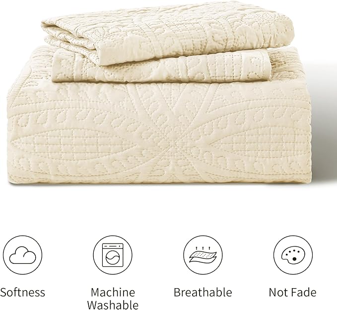 Love's cabin Quilts for Full Bed Beige Bedspread Comforters Bedding Set - Image 7
