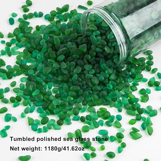 QEQEKAKA Sea Glass Stones for Crafts About 2.75LB Green Glass Pebbles Gemstones - Image 4
