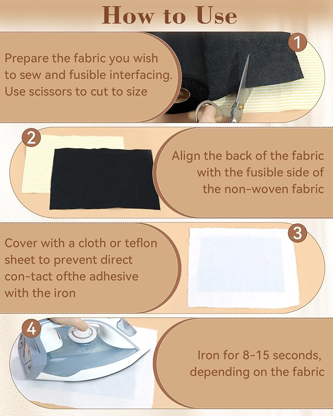 FIVEIZERO Light Weight Black Iron-On Non-Woven Fusible Interfacing: 12in x 30yd - Image 4
