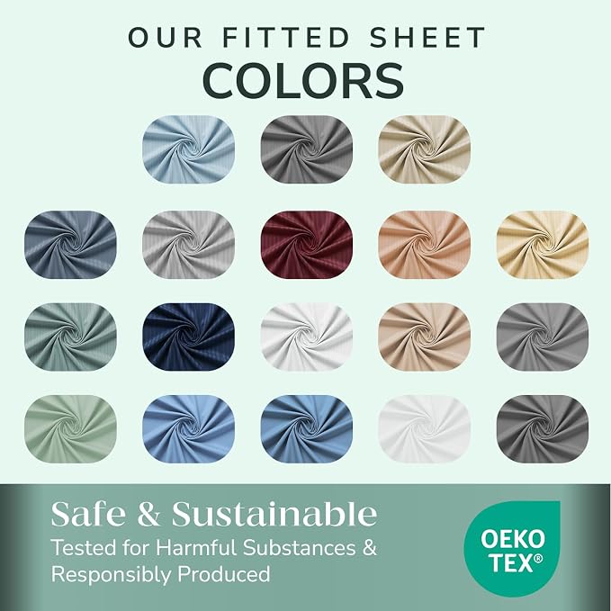 Feather & Stitch Fitted Bottom Sheet Only Twin Size 500 TC-1 Piece 100% Cotton - Image 7