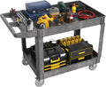 Heavy Duty Rolling Utility Cart with Wheels 2-Tier Utility Plastic Service Work Cart for Shop, Garage, Warehouse, Maintenance 550 lbs