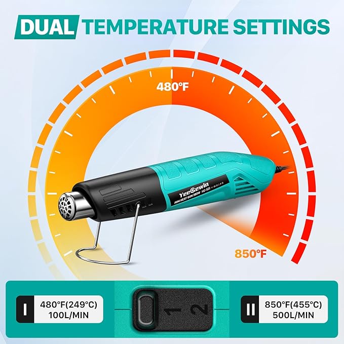 Heat Gun, 380W Fast Heat Mini Hot Air Gun - Image 2